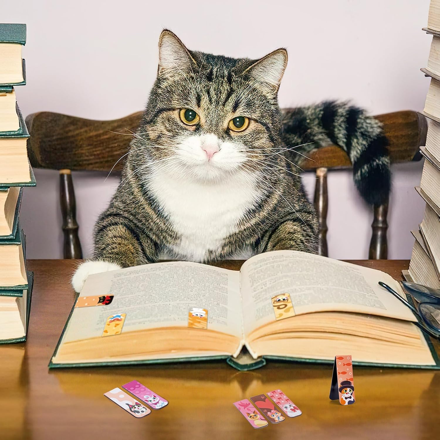 30 Pcs Cute Cats Magnetic Bookmarks,Lovely Cats Page Markers for Kids Students Teacher Reading Lover,Pet Magnet Book Marks Page Clips for School Office Home Reading Stationery(30 Designs,2x6cm) - Image 7