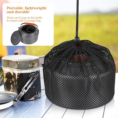 Miniatura 6 de Hervidor de café de campamento de 3 piezas de 2.5 L con 2 tazas y bolsa de transporte para fogata al aire libre, juego de hervidor para fuego
