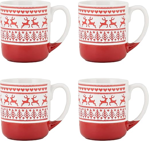 10 Strawberry Street Embossed Reindeer Ceramic Mug