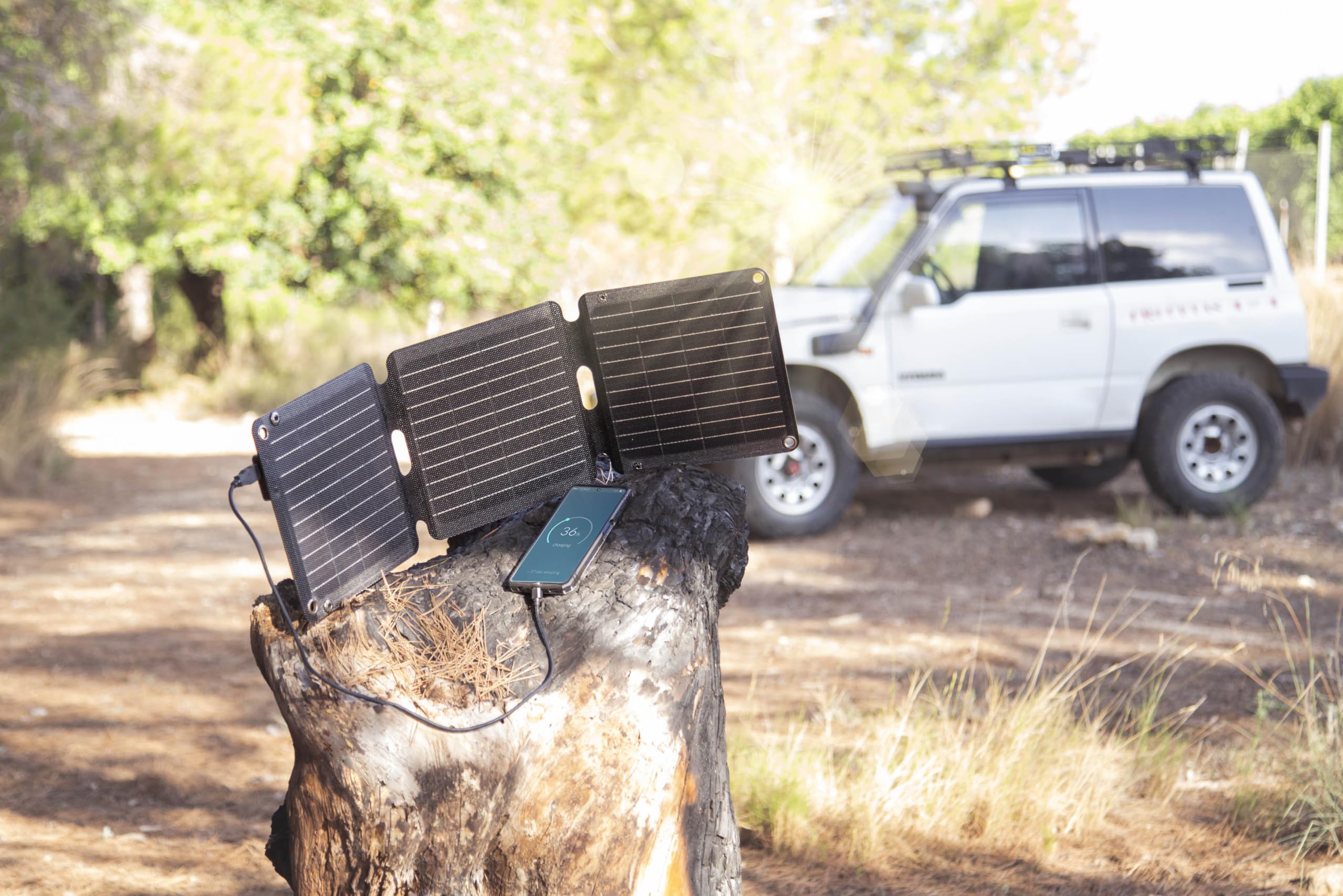 Innovate Panel Cargador Solar Portátil 21W 5V 3 Amp. Máx. con Conexión USB Tipo C-A. Placa Solar Plegable e Impermeable. Perfecto para Acampadas, Trekking, Senderismo, Playa, Montaña…