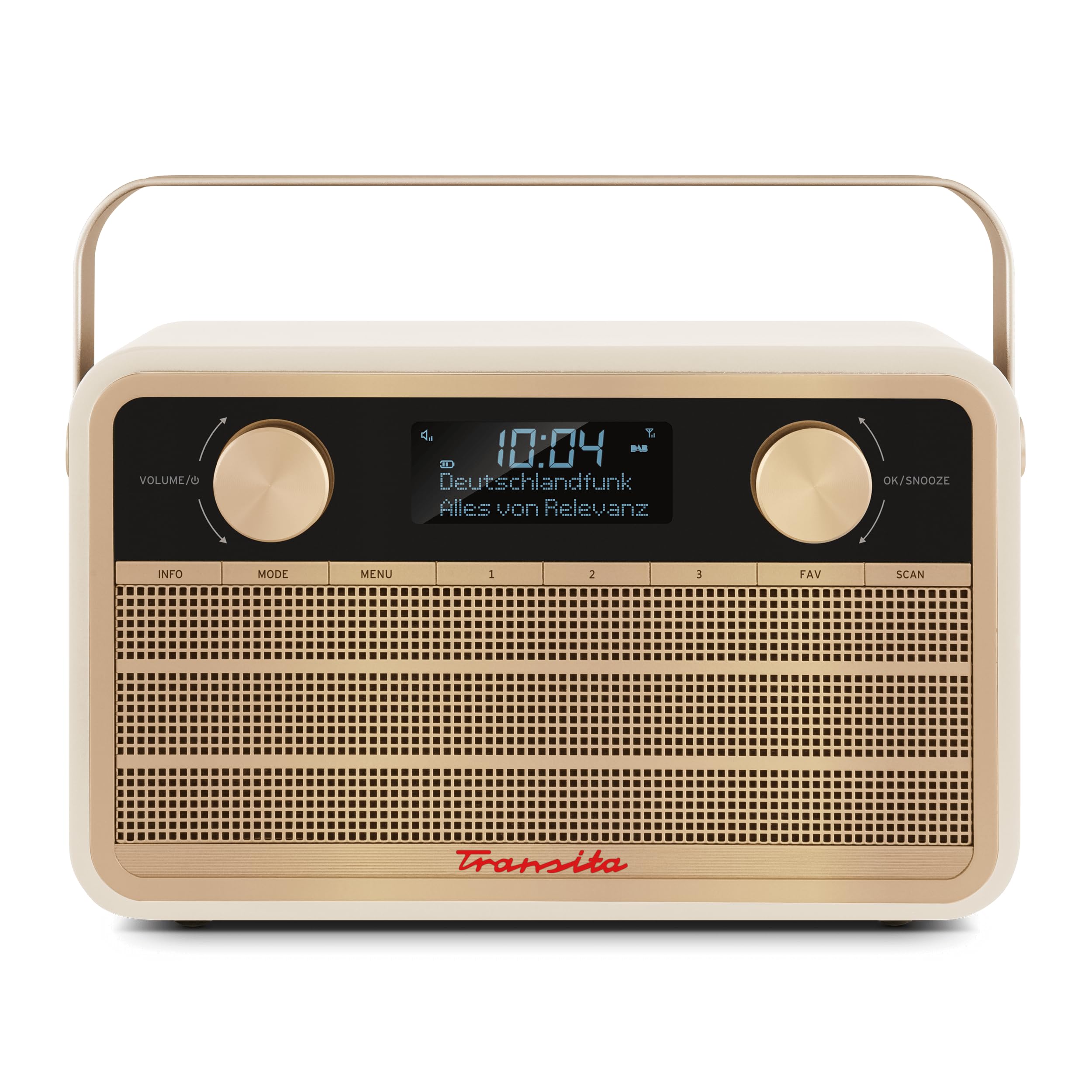 TechniSat Transita 120 tragbares DAB Radio (DAB+, UKW, 24 Stunden Akku, Aux In, Wecker, 2 Weckzeiten, Sleeptimer, Snooze-Funktion, Kopfhöreranschluss) beige