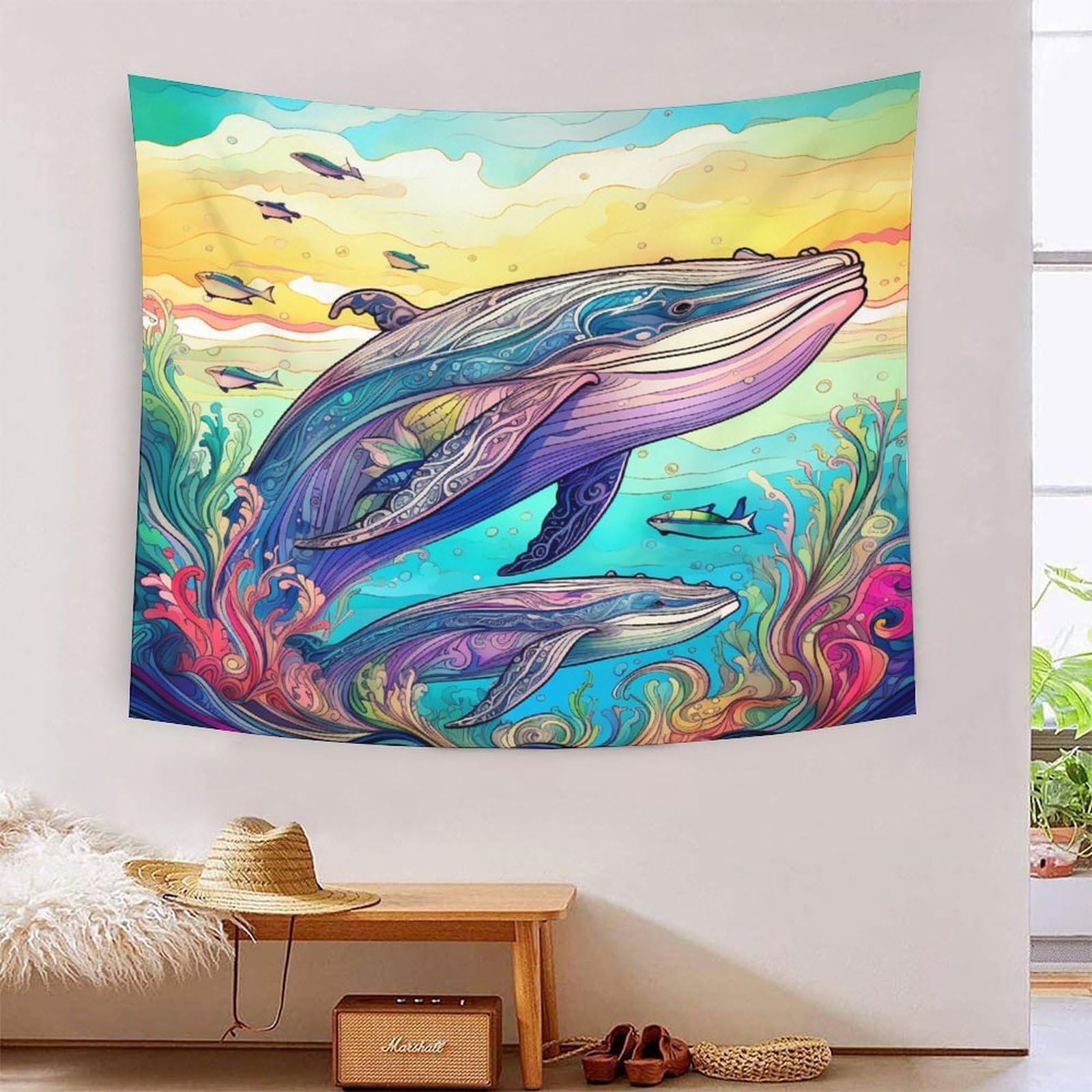 Poster mural baleine déco de plage et couverture murale suspendue - 7