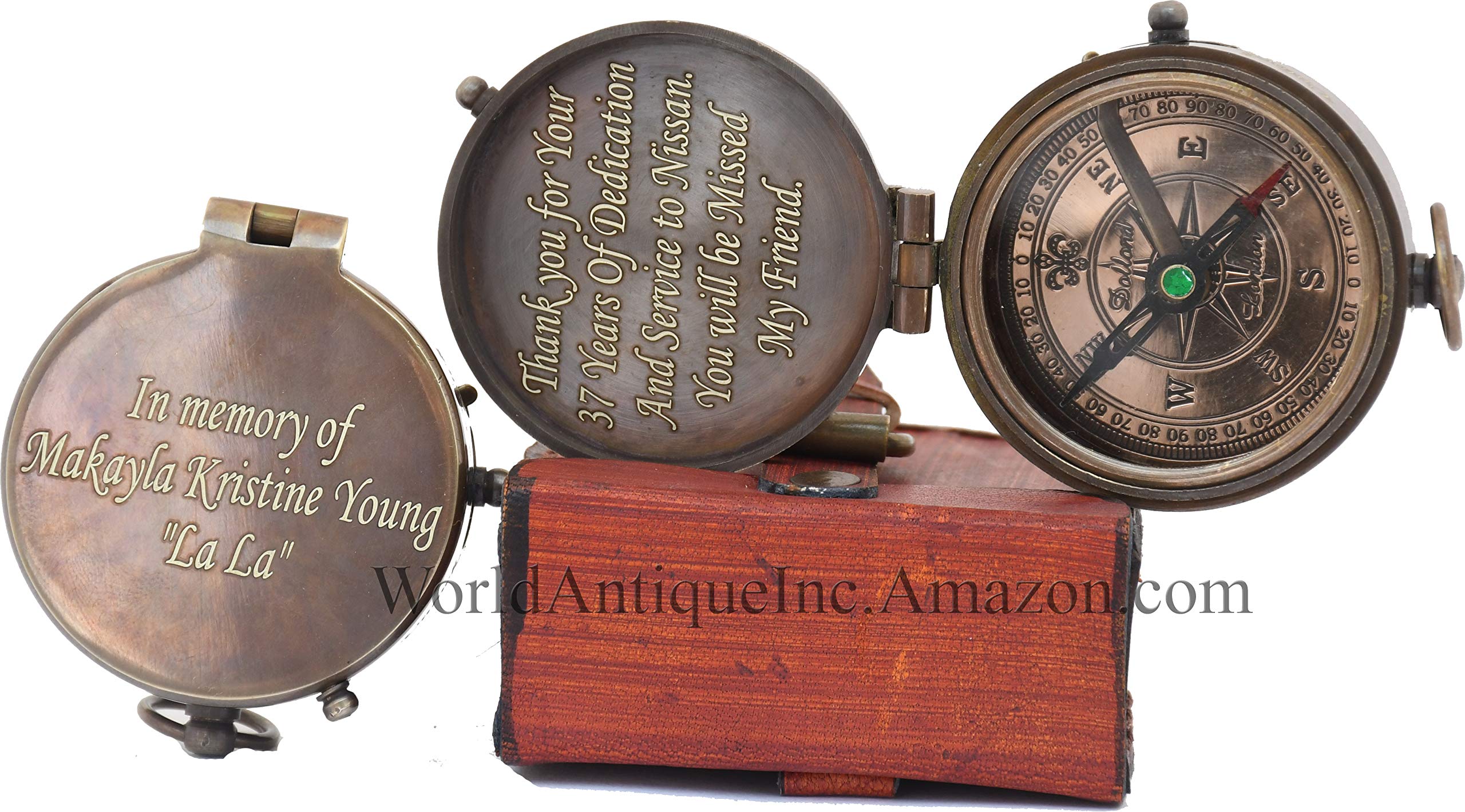 Engraved Bussola vintage personalizzata - Bussola poesia in ottone antico con custodia in pelle, regalo per figlia da papà/regalo alla figlia dalla mamma (bussola personalizzata)