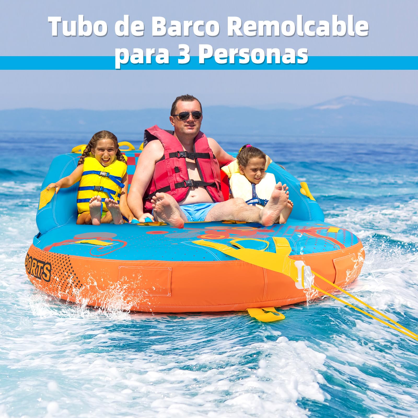 COSTWAY Tubos Remolcables para Navegar de 3 Pasajeros, Cubierta de Nailon Grueso Resistente