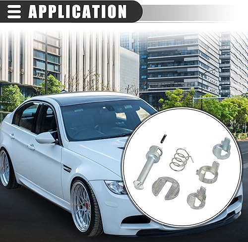 Miniatura 2 de Motoforti Kit de reparación de cerradura de puerta, cilindro de cerradura de puerta, kit de reparación, para BMW M3 2001-2006, metal, tono plateado