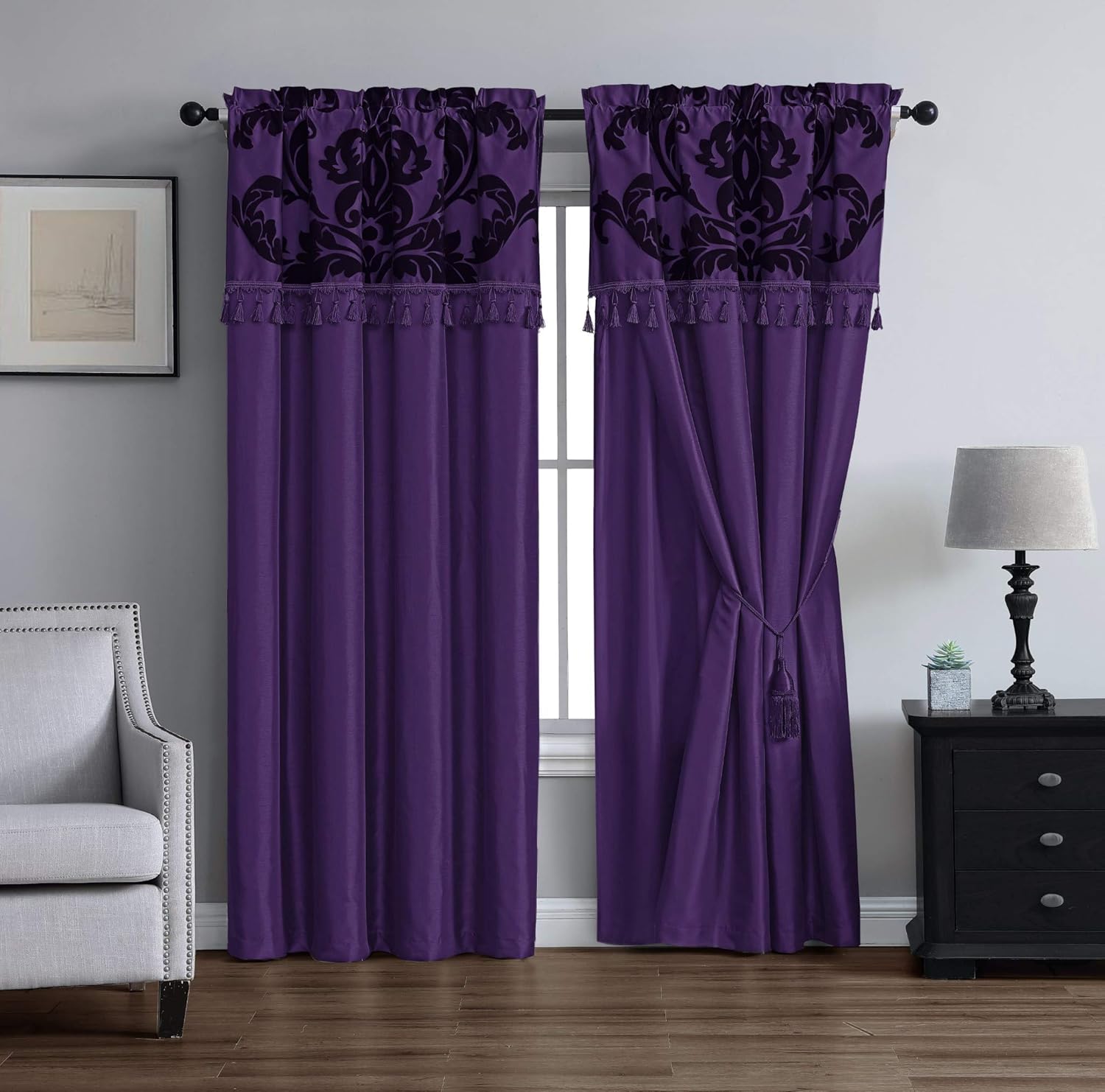 Chezmoi Collection Royale 4Piece Jacquard Floral Window