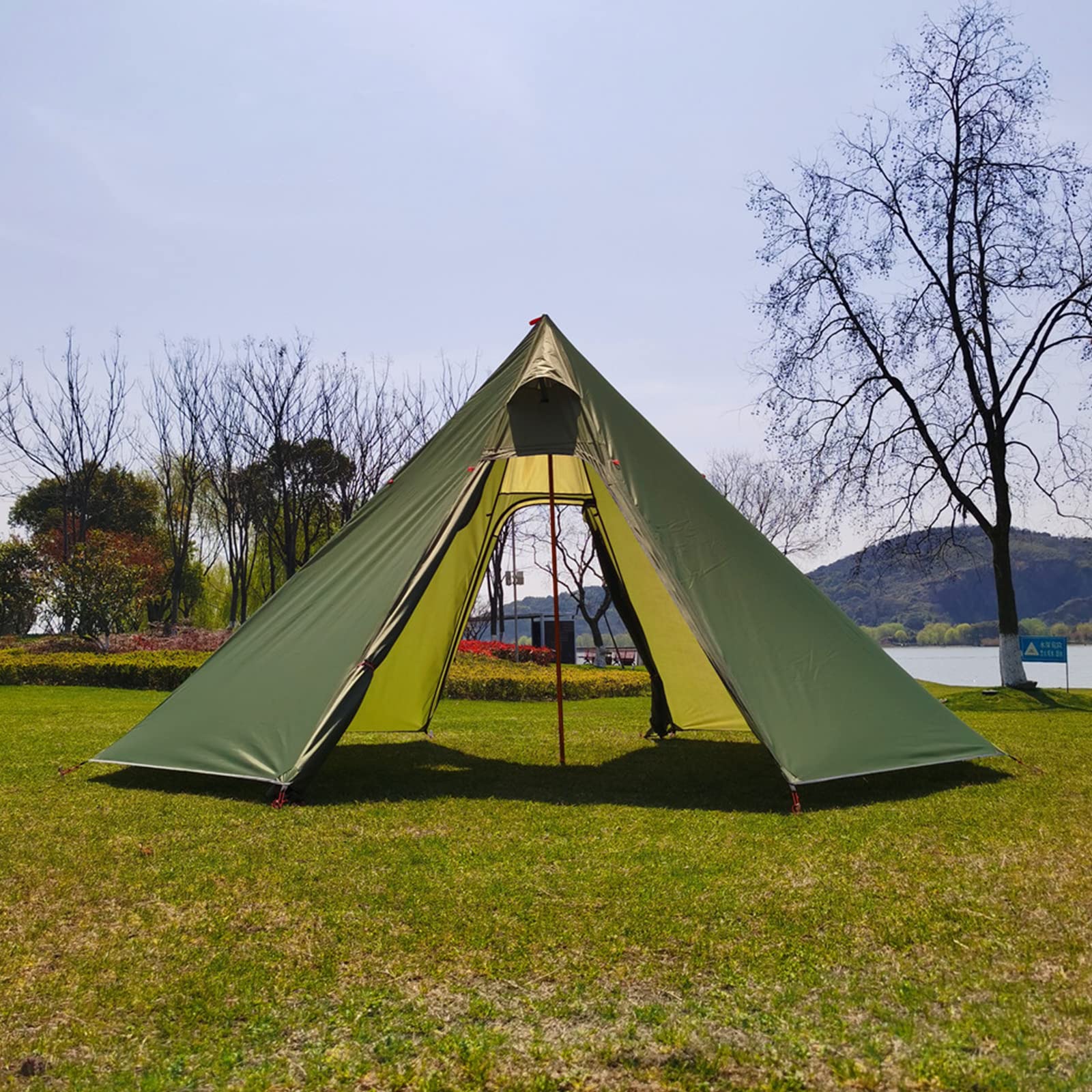 Tente pyramidale en bambou pour camping en plein air, tente familiale pour cour Tente pyramidale en bambou pour camping en plein air, tente familiale pour cour