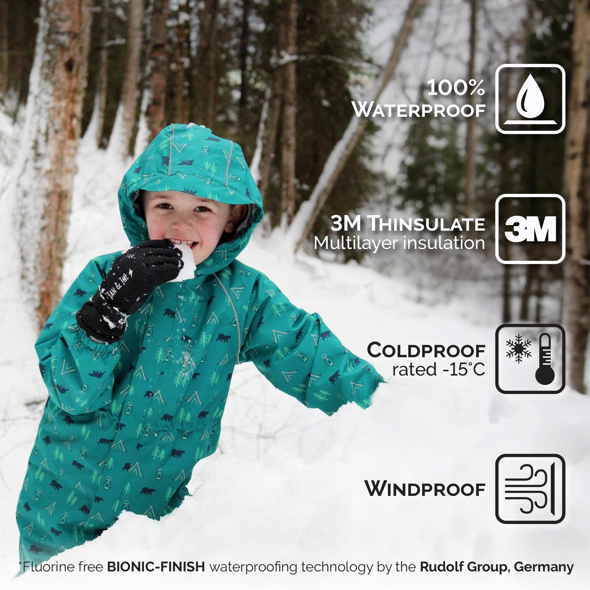 JAN & JUL Guantes de invierno impermeables aislados para niños
