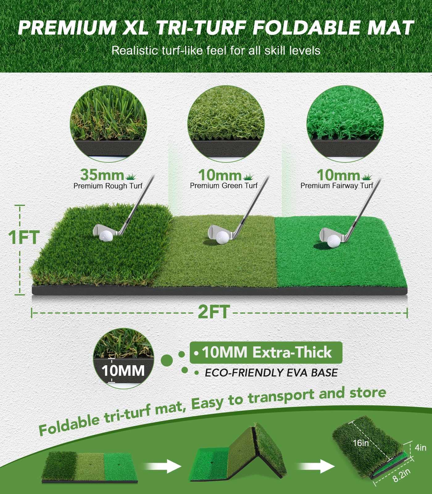 Golfnetz mit faltbarer Tri-Turf-Übungsmatte, 3 x 2,4 m, All-in-1-Golfschlaghilfe mit Anzeigetafel und Ziel, Chipp-Trainingsnetze für Hinterhoffahren, ideales Geschenk für Männer, Vater, Ehemann