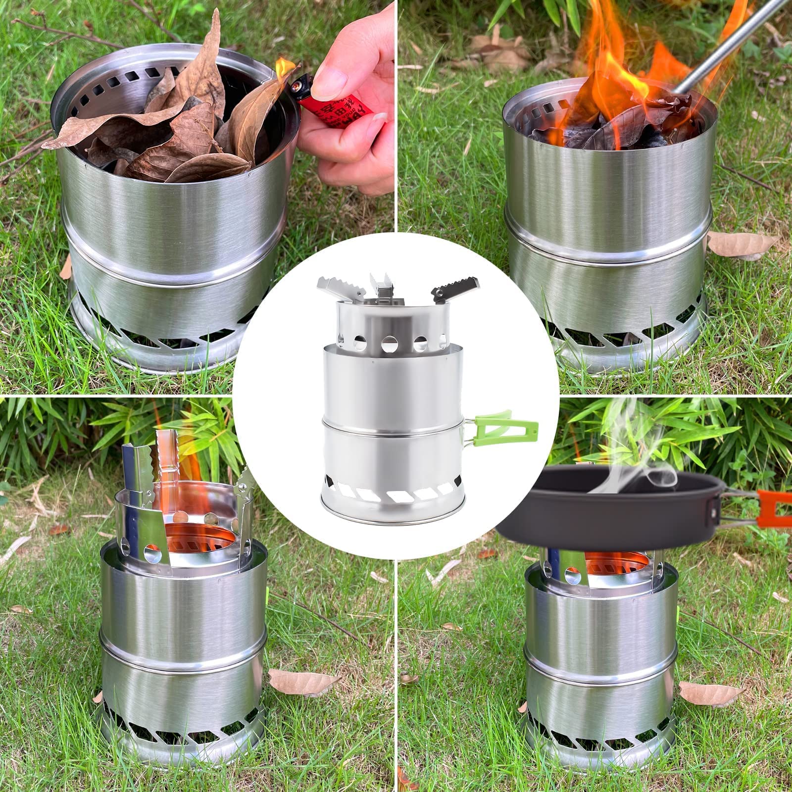 Acelane Wood Camping Stove Folding Backpacking Stove, Portable Wood