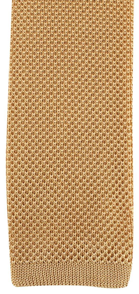 David Van Hagen Mens Plain Knitted Tie - Gold