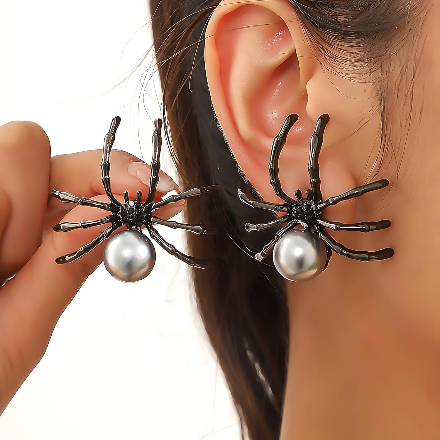Halloween Skull Earrings for Women Pumpkin Hoop Earrings Skeleton Hand Drop heart Earrings Pearl Black Spider Earrings Gothic Halloween Jewelry - Image 2