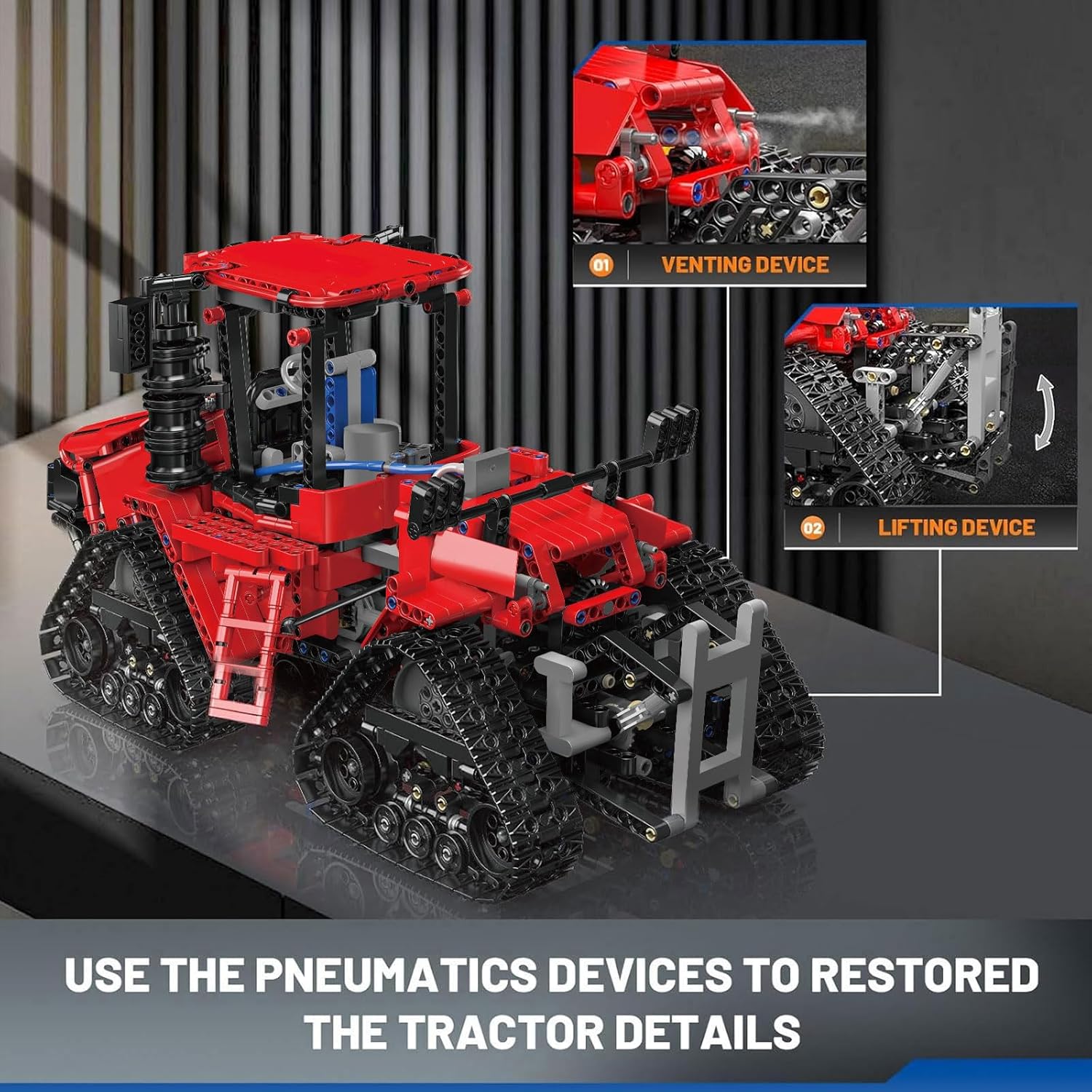 Mould King 18020 Tractor Building Set, Remote Control Crawler Tractors Toy with 4 Motors, Buildabe Farm Vehicle to Play, Construction Car Model for Adults, Ideal Gifts (1698 Pieces)