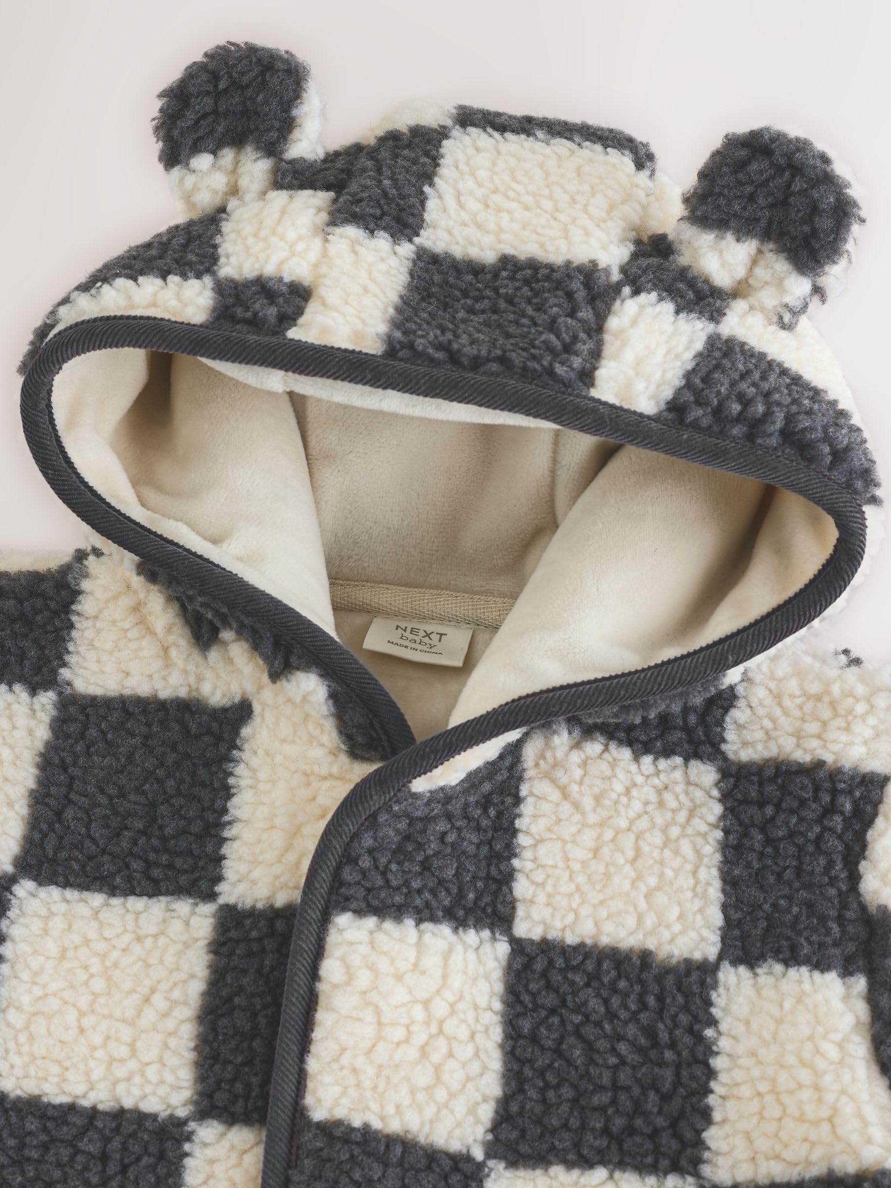 NEXT Baby Jungen Babyjacke aus Teddyfell mit Kapuze