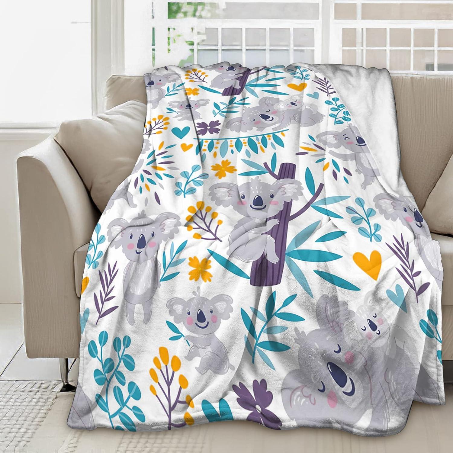 Koala Blanket for Girls, Cute Koala Throw Blanket Gift for