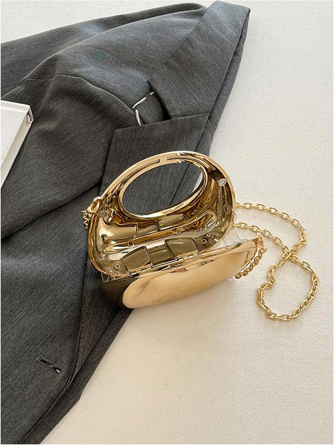 GORGLITTER Women's Metallic Clutch Purse Glamourous Crossbody Handbags Top Handle Mini Chain Bags - Image 5