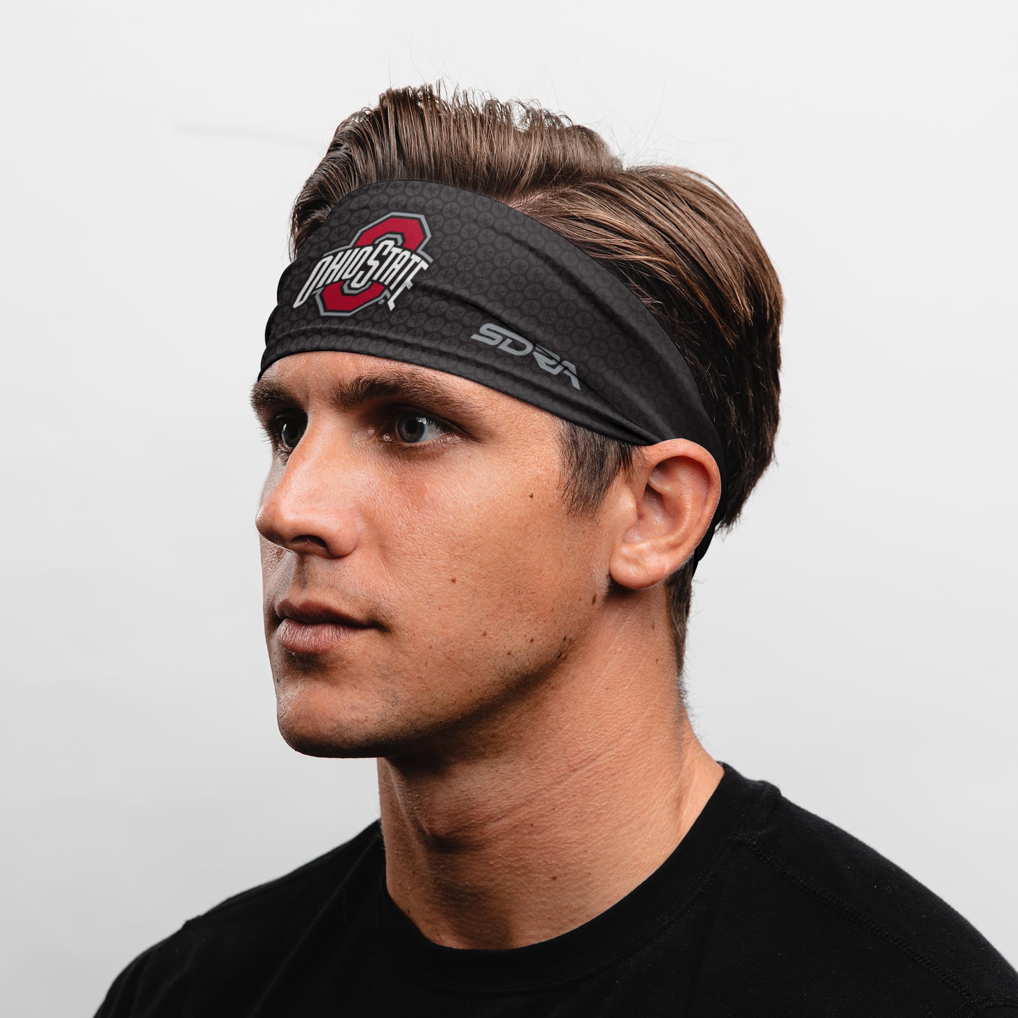 College Non Slip Tapered Headband - College Basketball, Football, Baseball, and Game Day (The Ohio State University Black Tapered Headband)