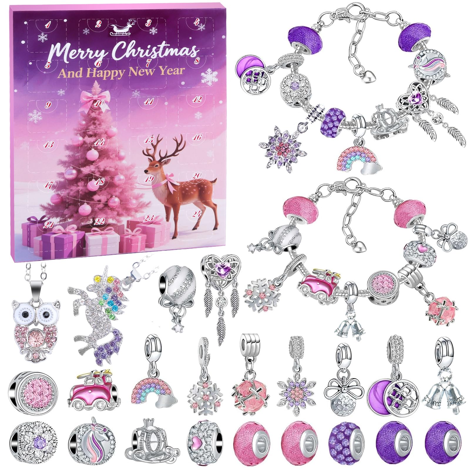 Calendario De Adviento Joyas 2025 Para Niñas – 24 Sorpresas Con Pulseras, Collares Y Colgantes DIY, Regalo Creativo Para Niñas De 6 A 13 Años