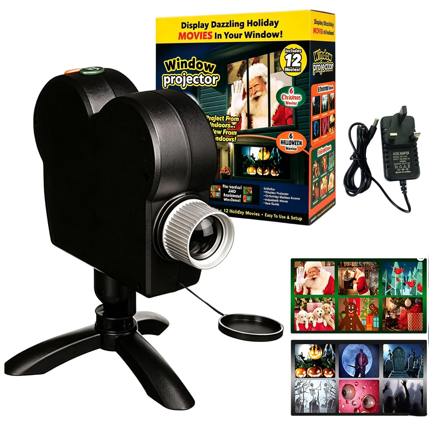 Halloween & Christmas Window Projector Lights with 12 Built-in Movies
