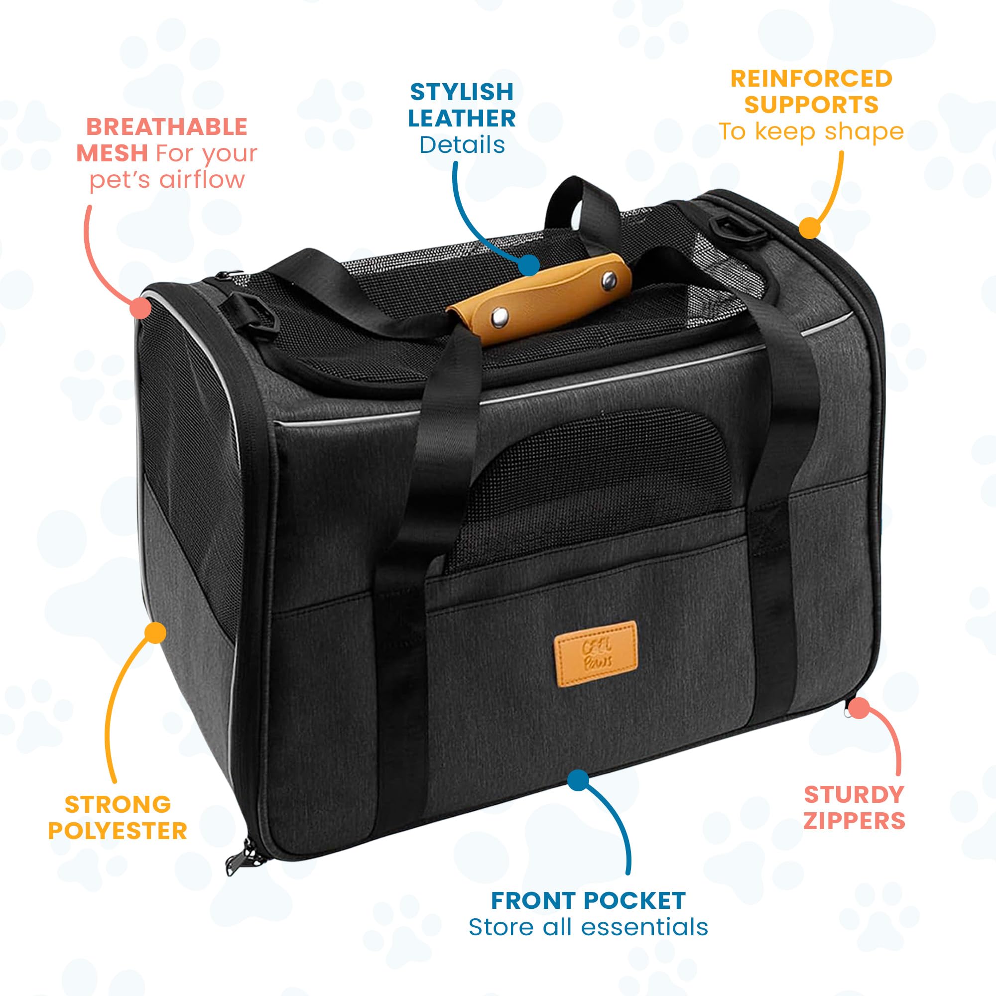 Haustier-Tragetasche für Katzen & kleine Hunde - Leichte, atmungsaktive Haustier-Reisetasche mit Netzseiten, verstärktem Rahmen, Abnehmbarer Matte und Schultergurt für sicheren Transport