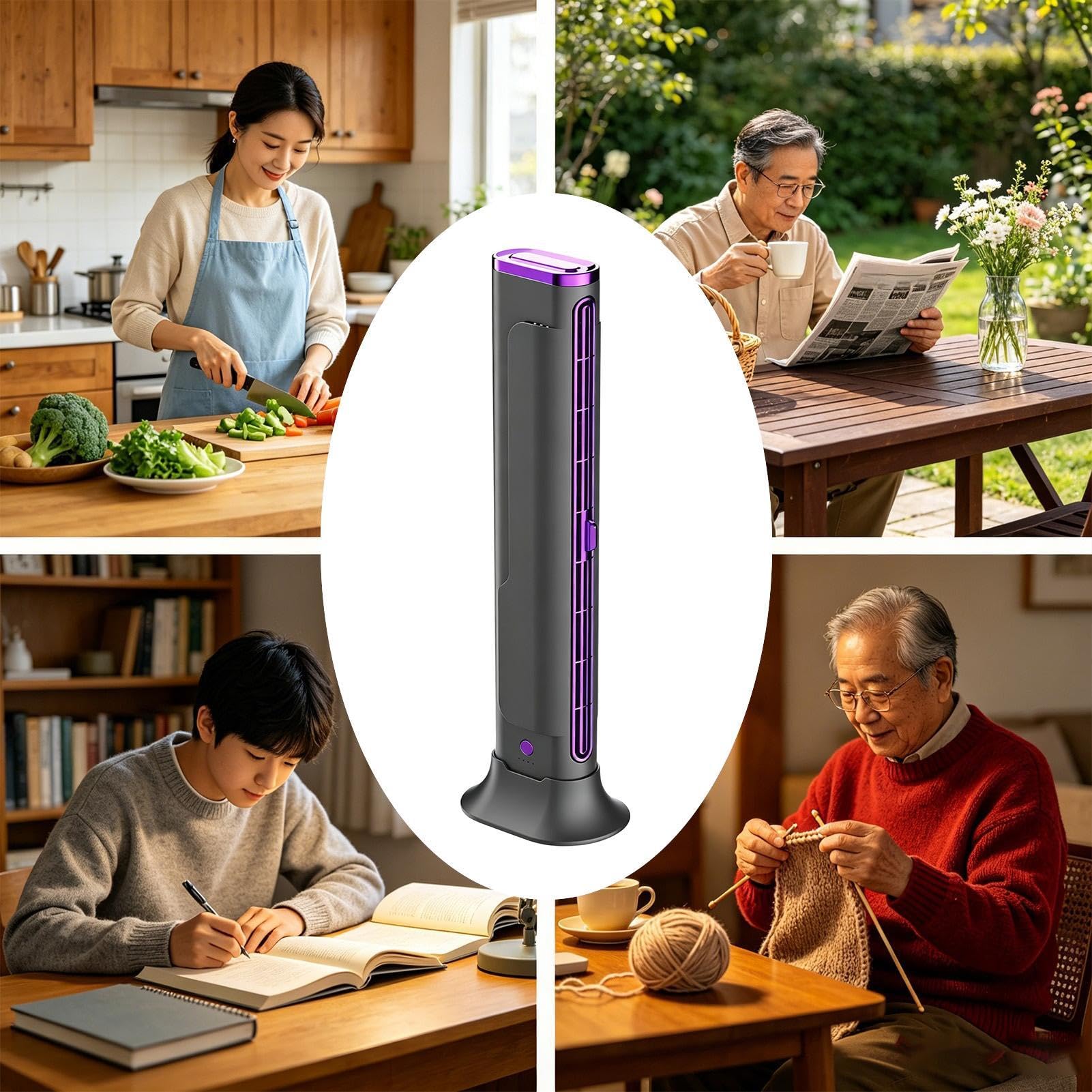 Climatizzatore portatile , dispositivo a torre, senza pale, ricaricabile tramite USB, per camera da , casa, auto, campeggio, interni, camper