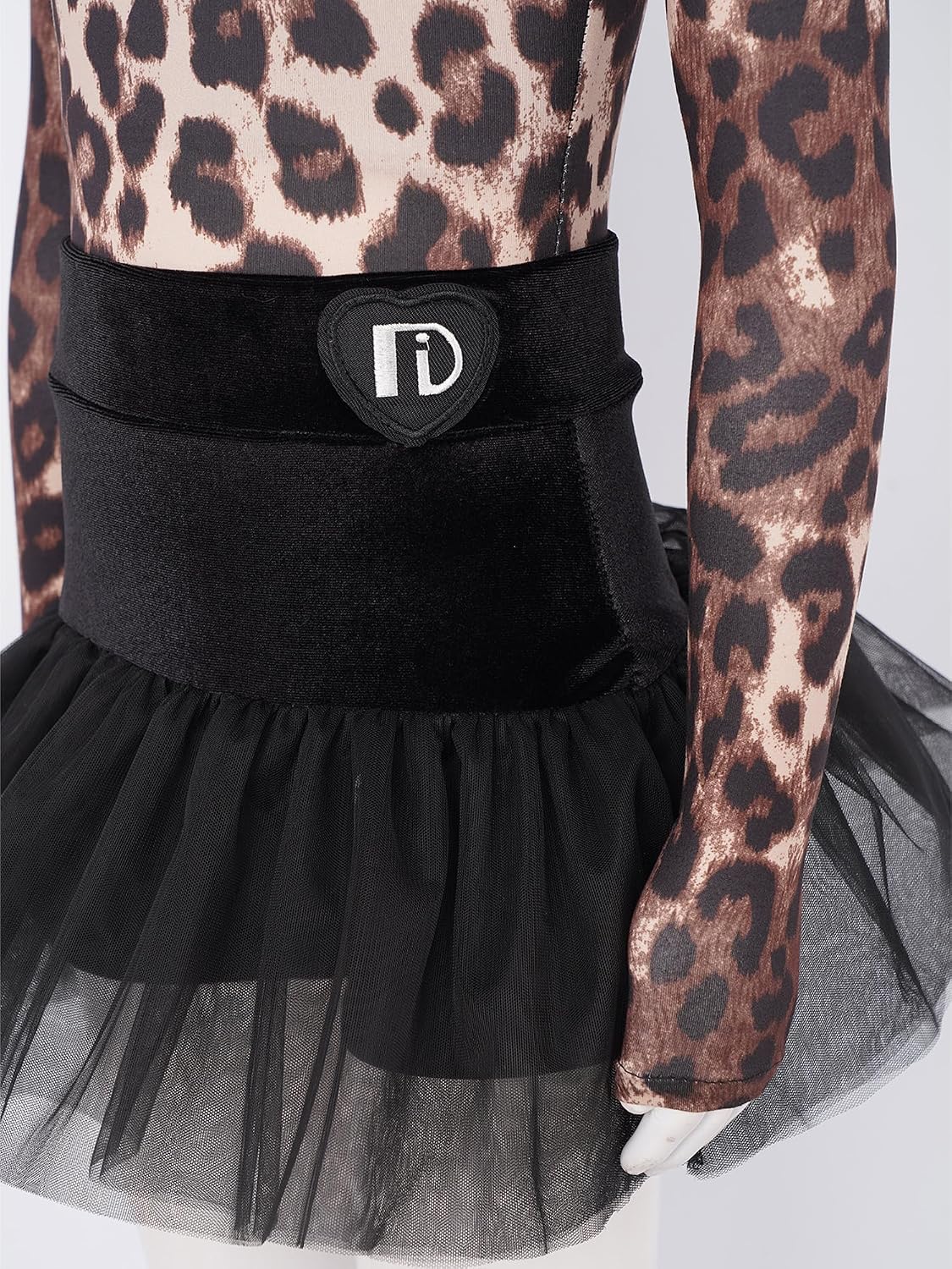Girls Latin Dance Leotard Leopard Print Bodysuit for Gymnastics Stage Performance Young Jazzwear