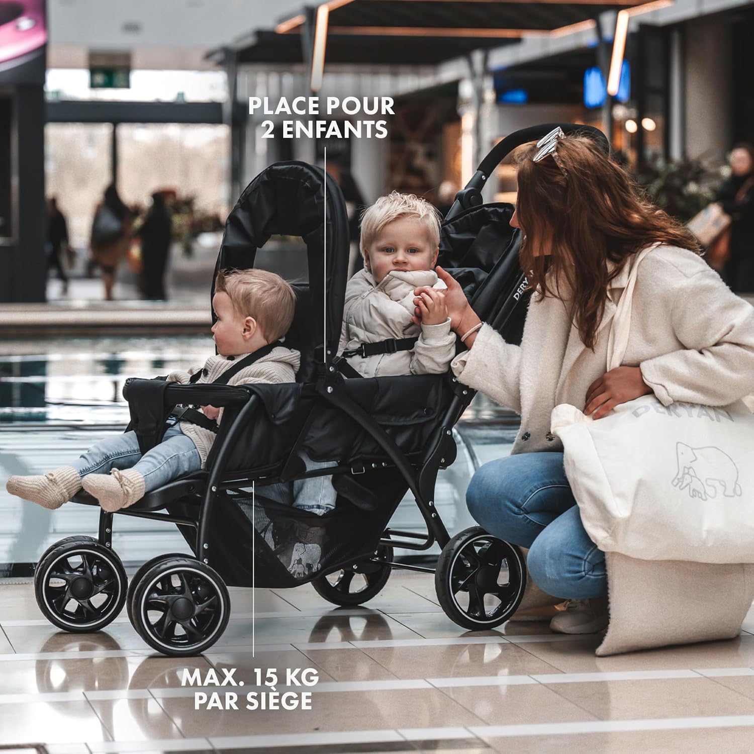 Deryan Elena Duo Tandem Pushchair for Children - Double Duett with 5-Point Harness and Adjustable to 4 Years (Black) 5 811Yhq9uPPL. AC SL1500