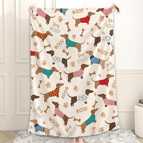 Miniatura 9 de Linda manta de perro salchicha de felpa, mullida, acogedora, suave, ligera para sofá, aire acondicionado, manta decorativa para regalos de Navidad,