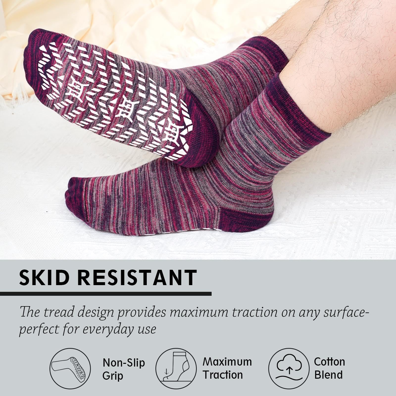 ZAKASA Calcetines antideslizantes para hombres y mujeres, antideslizantes, para ancianos, hospitales, yoga, pilates