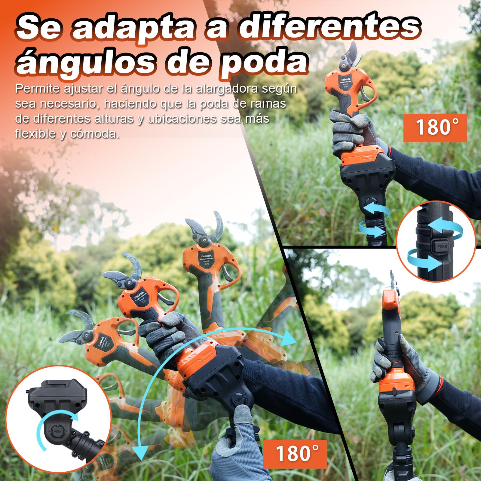 Kebtek Extensión de Mango telescópico para Tijeras de podar eléctricas | Eleskopstange 4,2-8,2 ft para B06640 Podadora batería Jardinería árbol rama alta rama extendida rango de corte B0-Pole