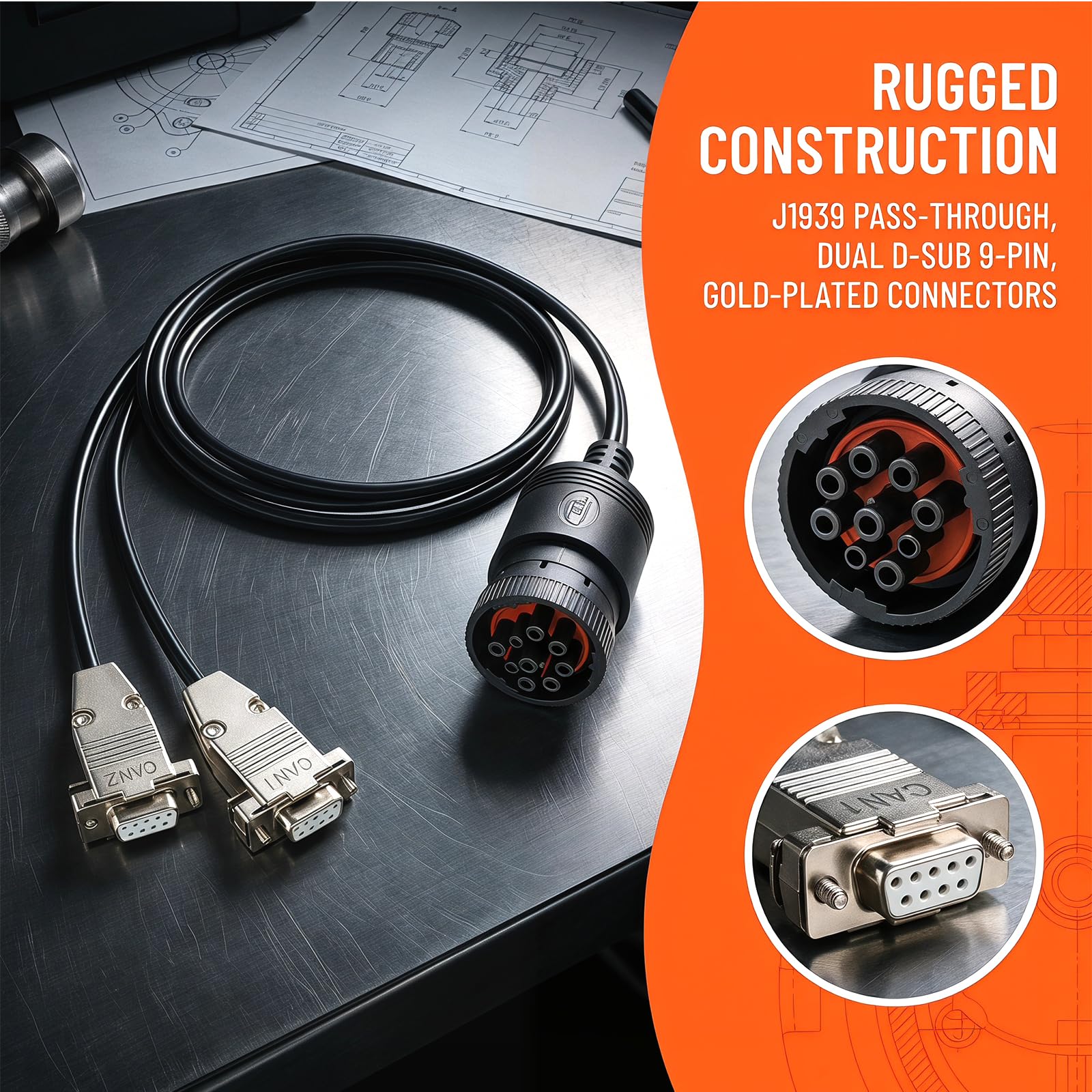GXMRHWY Can Cable J1939 Conector Deutsch para Dual Db9 fêmea 1