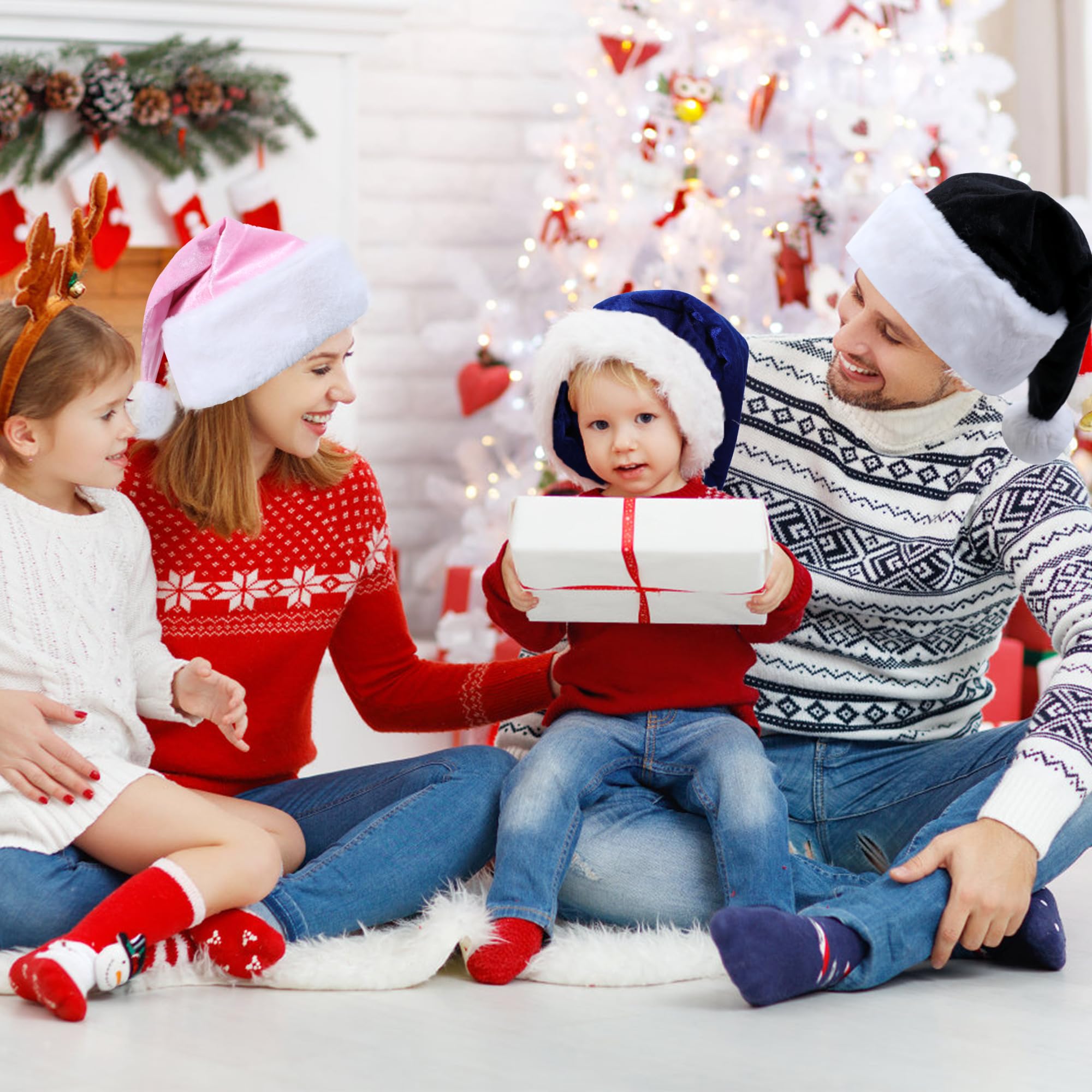 Czapka Świętego Mikołaja dla dorosłych, unisex, aksamitna, wygodna, na Boże Narodzenie, Nowy Rok, święta, przyjęcie świąteczne