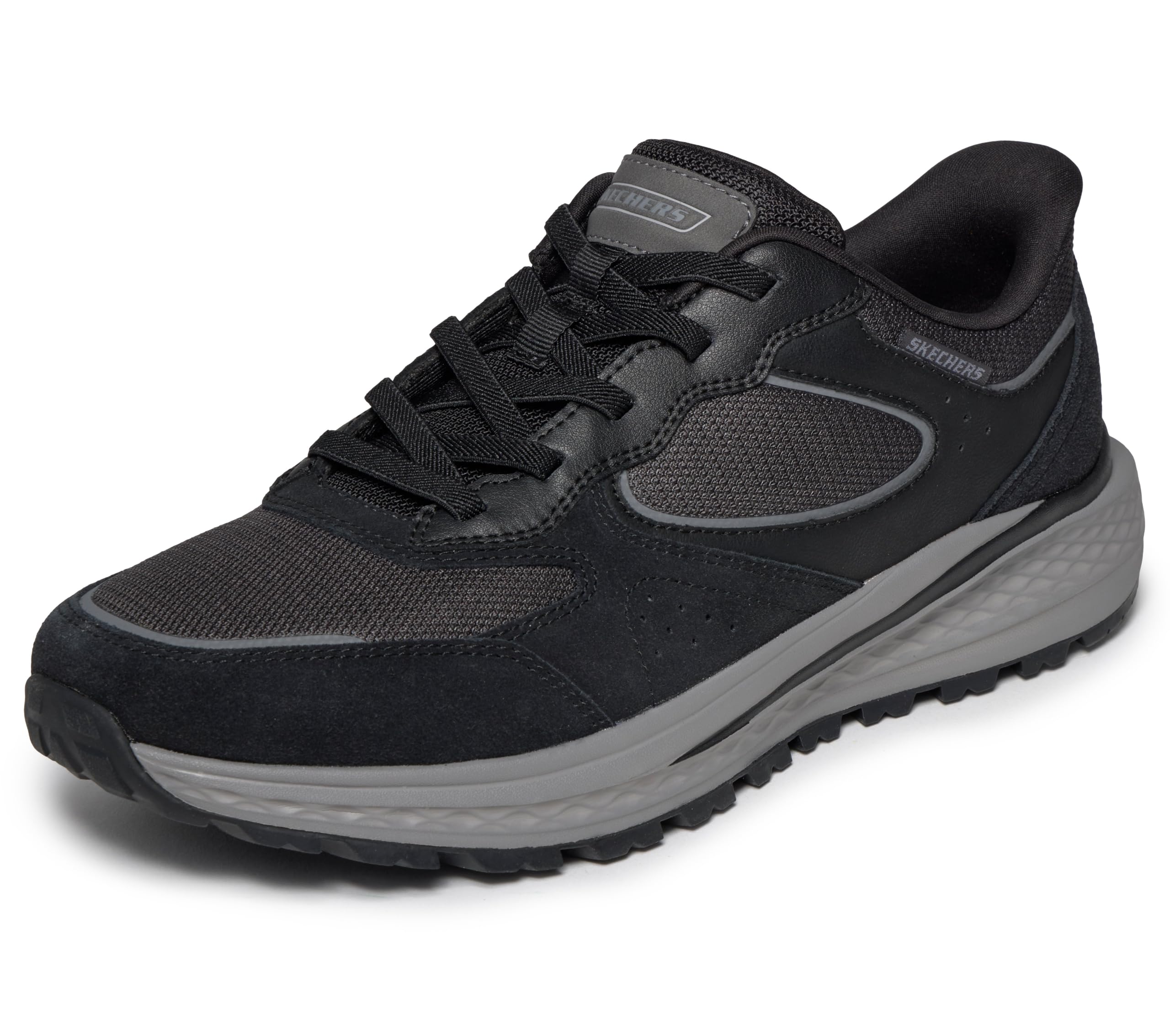 Skechers Men's Bungee Lace Trainer, Black/White, 9.5 UK