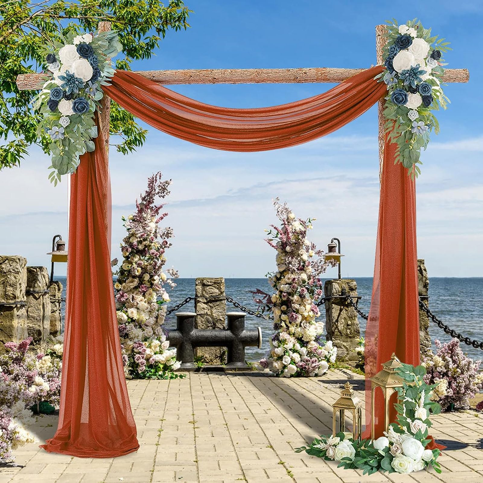 HUHJYUGE Lot de 1 Mariage Arche Tenture, Mariage Voilage Drapés en Mousseline Élastique, Rideau Voilage Tulle Suspendue, pour Décoration de Mariage Toile de Fond Rideau de Gaze (9 600cm)