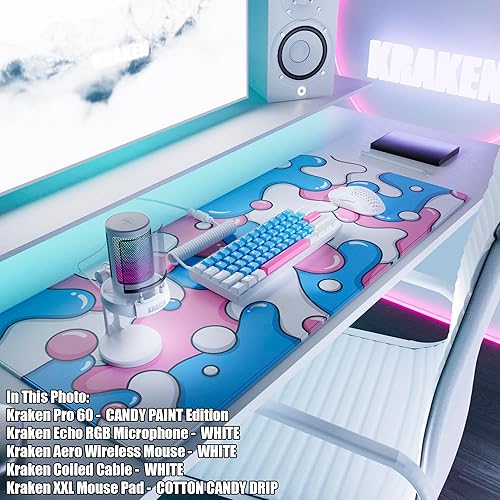 Miniatura 9 de Kraken Keyboards DRIP Edition XXL - Alfombrilla de mouse para juegos morado y blanco, alfombrilla de mouse artesanal profesional, alfombrilla de