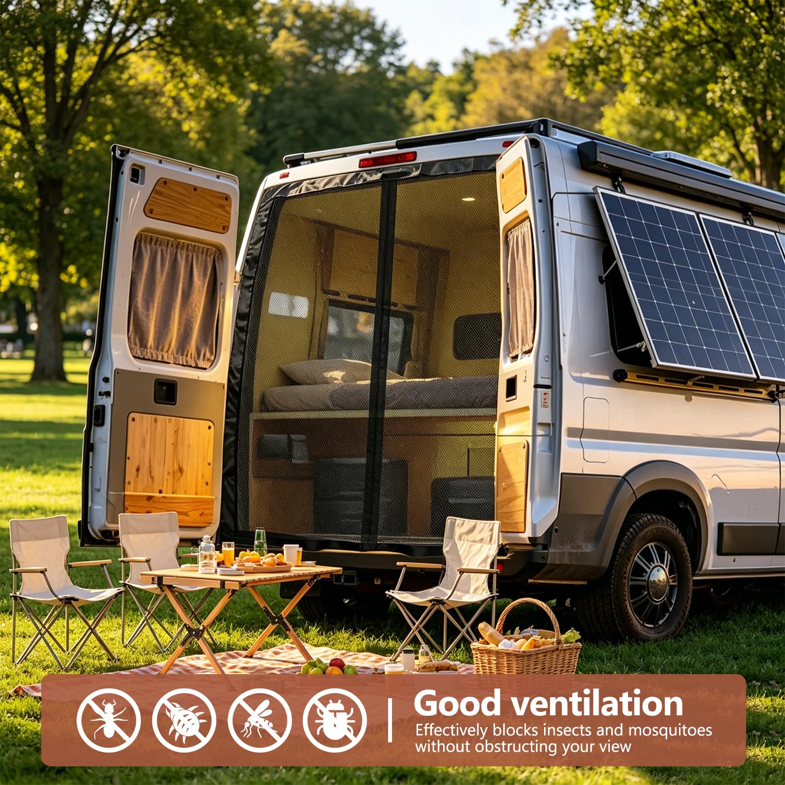 Mallas magnéticas contra insectos para furgonetas puerta lateral, mosquitera para Mercedes-Benz Vito, Ford Transit Custom, Opel/Vauxhall Vivaro camping protección solar para coche (200x170cm)