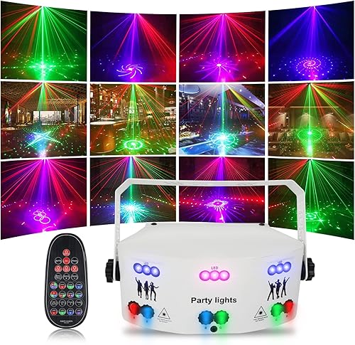 DMX512 - Luces láser profesionales para DJ, 15 lentes RGBUV, luces de fiesta Dj Disco de control DMX512, luces LED activadas por sonido, luces