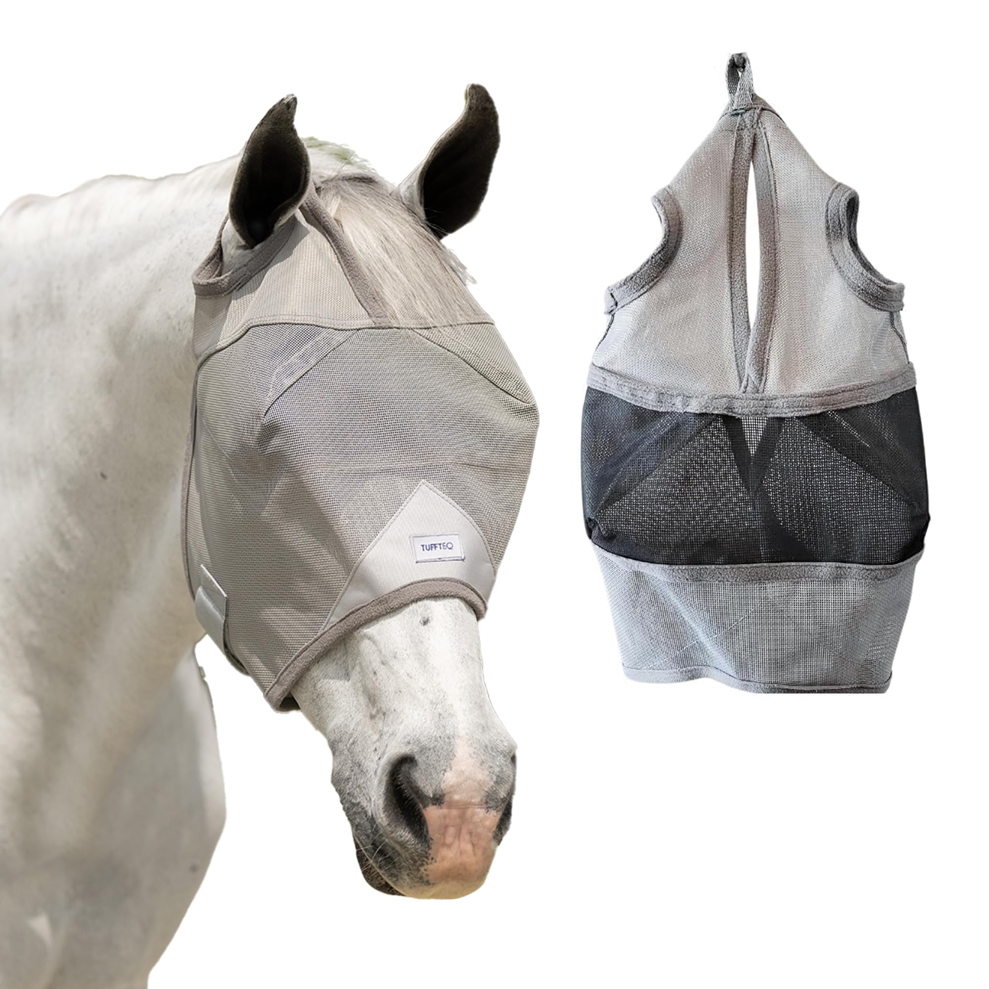 Plus-Size Horse Mask Without Ears - 95% UV Eye Protection - Built-in Visor - Breathable, Lightweight Mask - Adjustable Fit for Comfort Horse (Large