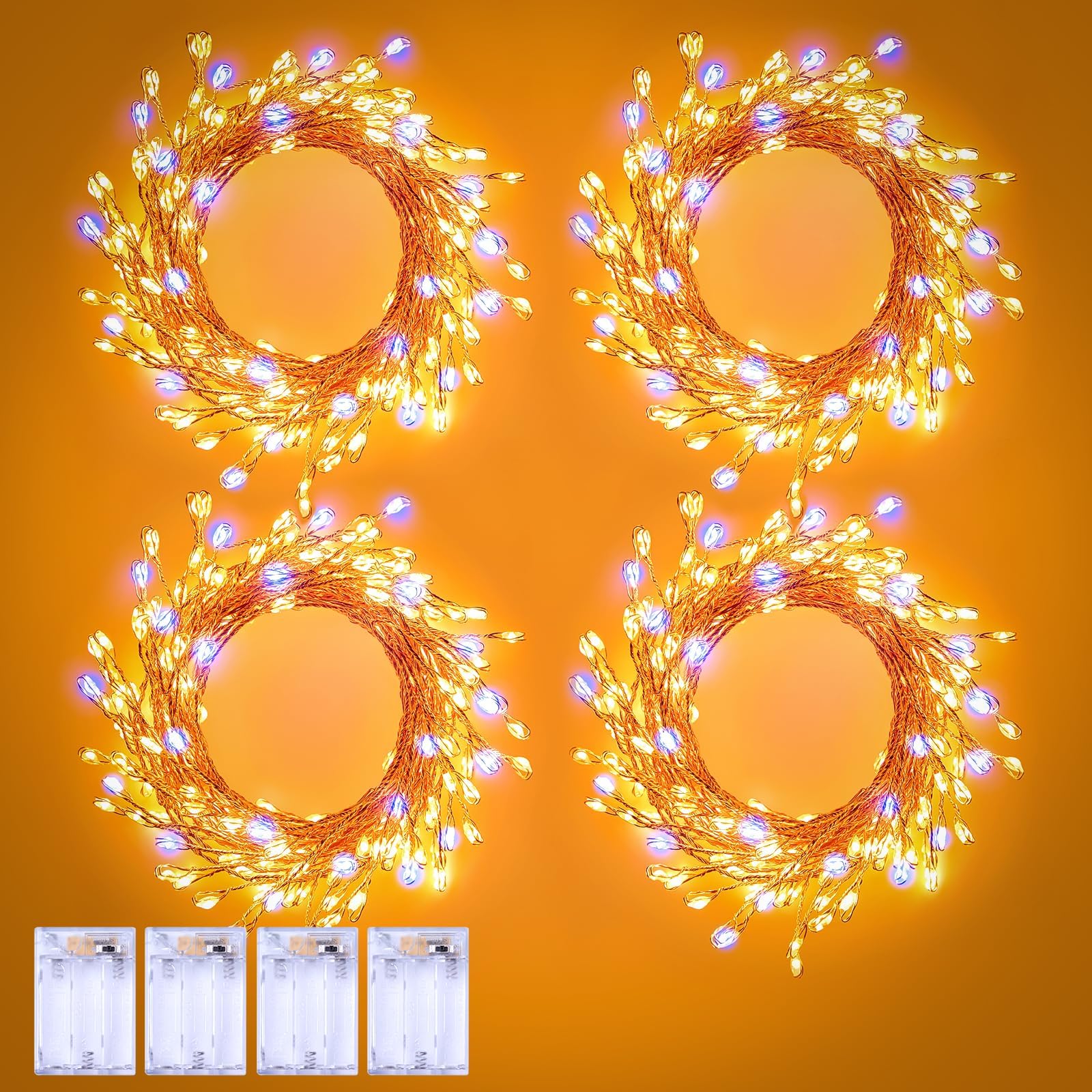 Guirnalda de luces para interiores, paquete de 4 unidades de 10 pies, 120 luces LED, funciona con pilas, con temporizador para decoraciones de Navidad, manualidades, centros de mesa de boda