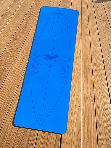 Alfombrilla profesional de entrenamiento de postura de surf, azul, superficie antideslizante con guías de alineación para un posicionamiento