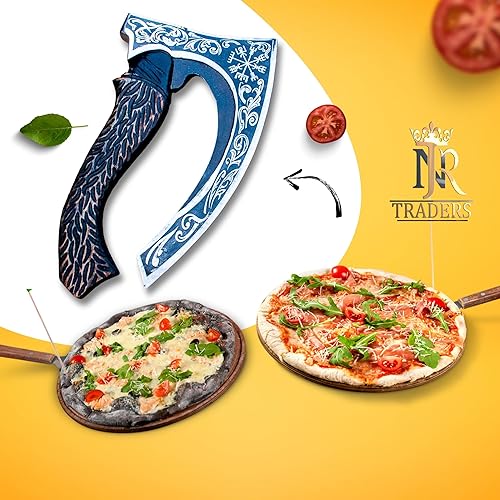 Miniatura 3 de vk3737 - Hacha cortadora de pizza para campamento hacha barbuda estilo vikingo con funda hecha a mano