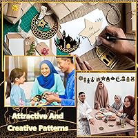 Vista 6 de 36 piezas de adornos de madera de Ramadán Purpeak, adornos colgantes de Eid Mubarak, adornos de pared para fiesta de Eid, decoraciones de Ramadán