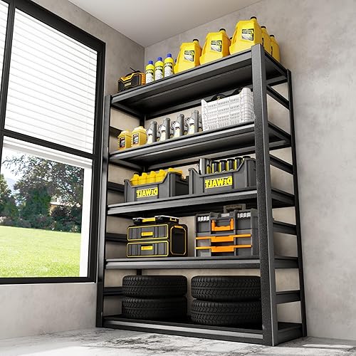 SNTD Estantería de garaje resistente, estantes de almacenamiento ajustables para garaje, almacén, despensa y sótano, 27.56 pulgadas de ancho x 13.58