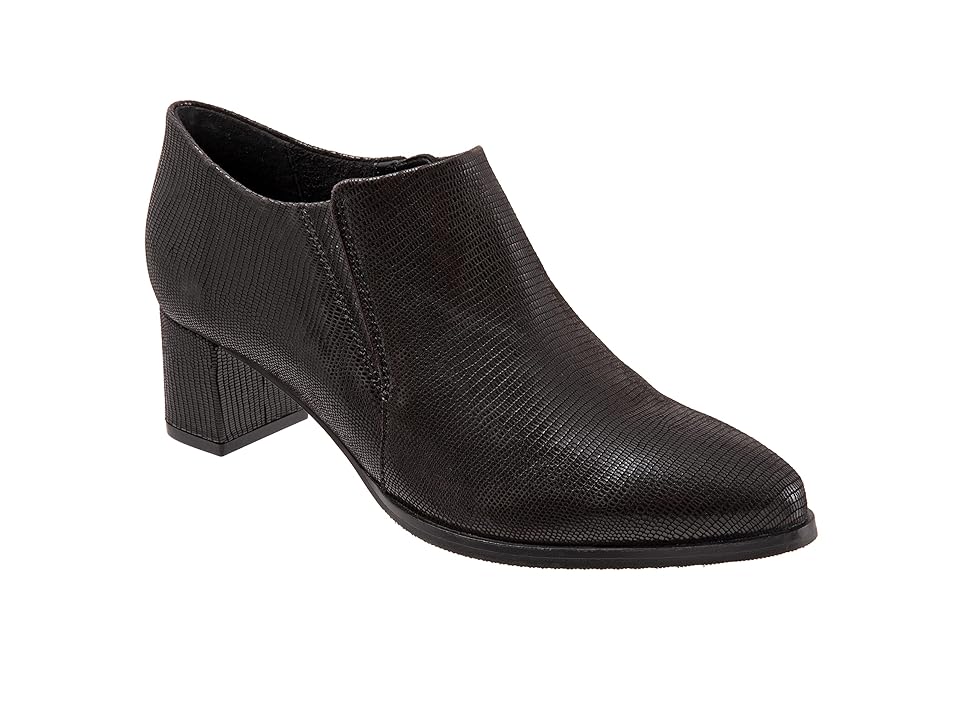 Trotters Keegan (Black Lizard Leather) Women's Shoes INTERNATIONAL SHIPPING