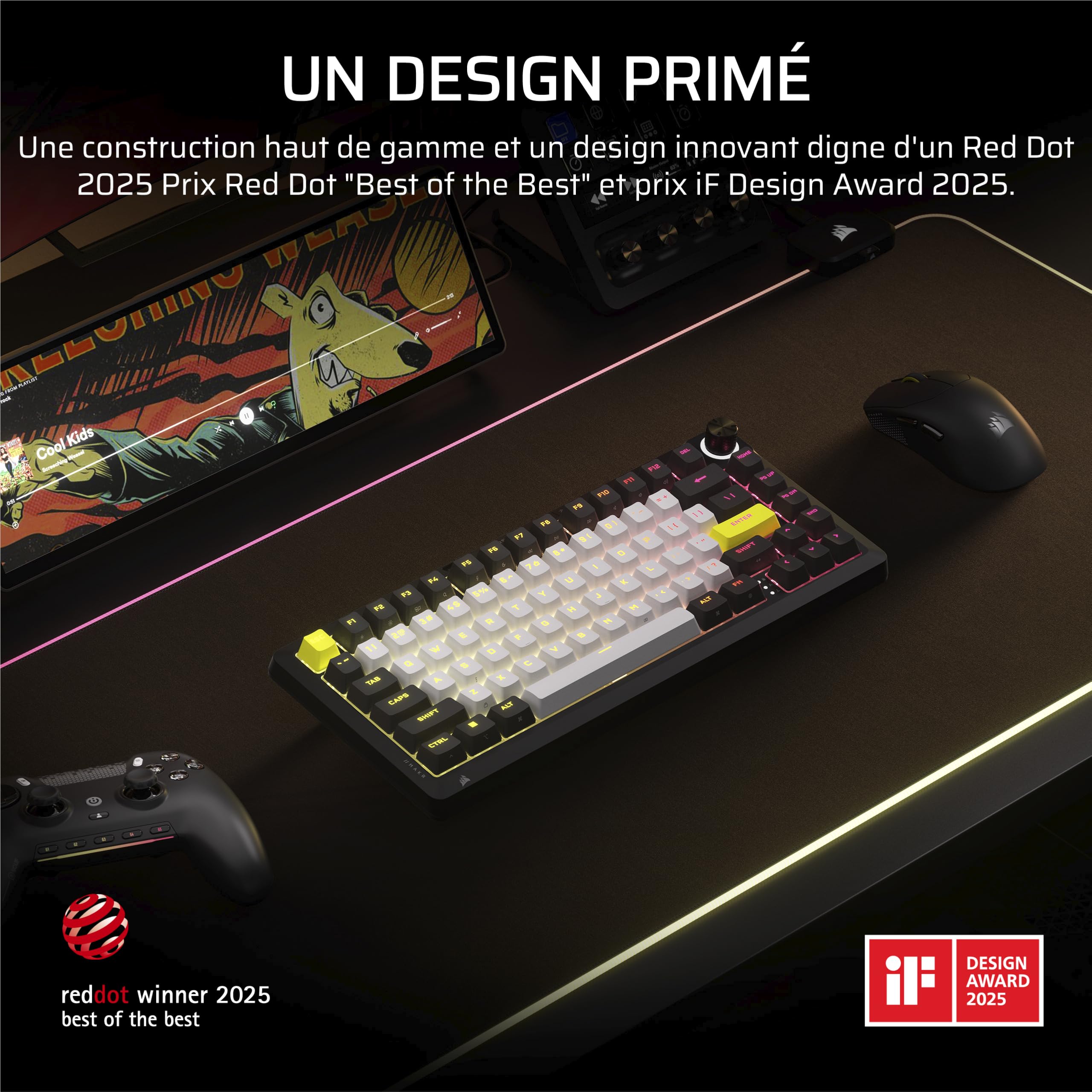 Corsair MAKR Pro 75 Clavier Filaire Gaming à Effet Hall (AZERTY FR) – Noir