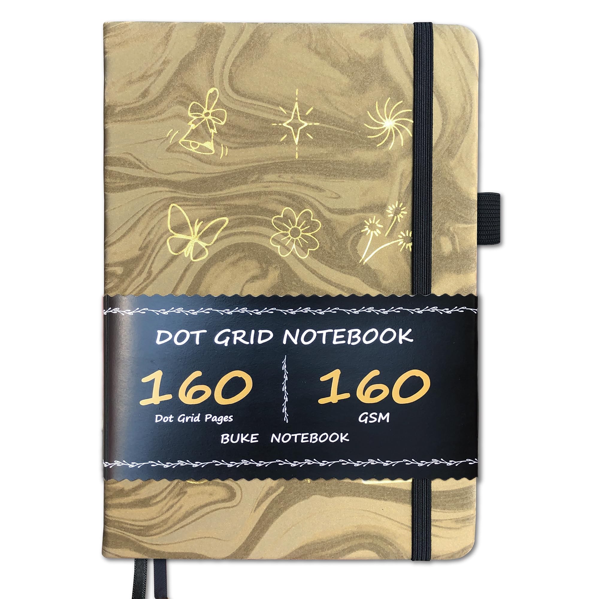 Journal à pointillés BUKE carnet A5 feuille d'or le cadeau idéal