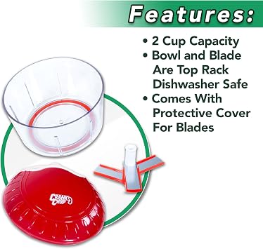 Food Chopper and Processor Deluxe with Japanese Blades - Chop Dice Puree Vegetables Onions Tomatoes Garlic Meats and Nuts in Just Seconds for Delicious Meals - Perfect for Homemade Salsa