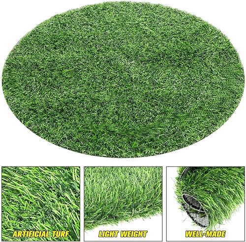 Miniatura 6 de Alfombra redonda de césped artificial, azulejos de césped falsos, alfombra de césped realista para balcón, patio, exteriores, manteles individuales