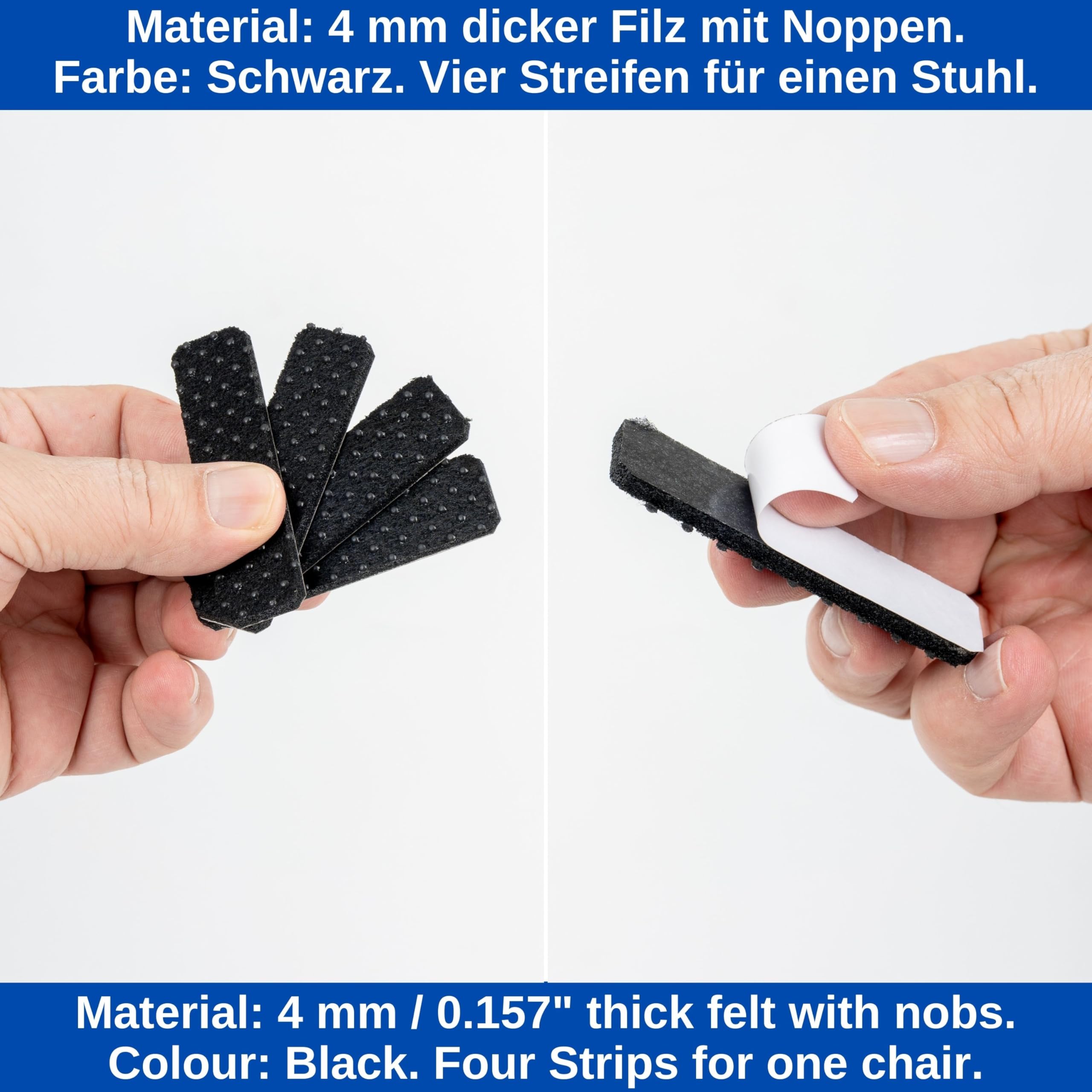 Felt glides with nubs for high chair 1 set, compatible with HAUCK ALPHA and BETA high chair without castors, in black - Image 3