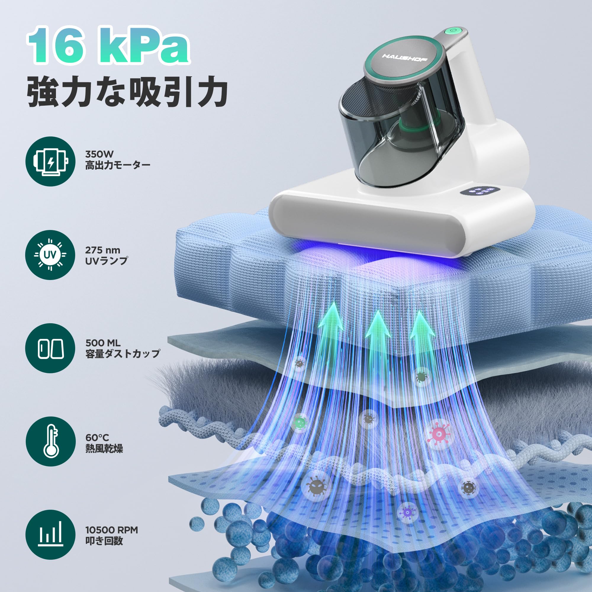 Amazon | HAUSHOF 布団クリーナー 布団掃除機 【2025年新型 60℃高温
